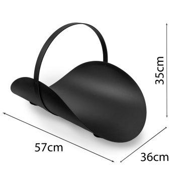Holzträger | Kaminkorb | schwarz | oval